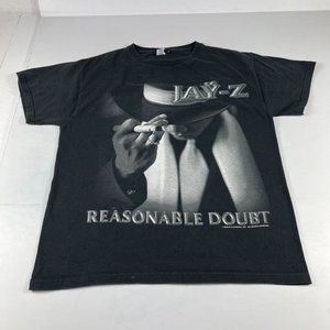 2009 Jay-Z Reasonable Doubt Shirt Adult Medium Black Big Graphic Black Faded Tee
